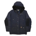 CARHARTT Mens Navy Blue Outdoor Jacket S Polyester Blend Zip Hooded Plain
