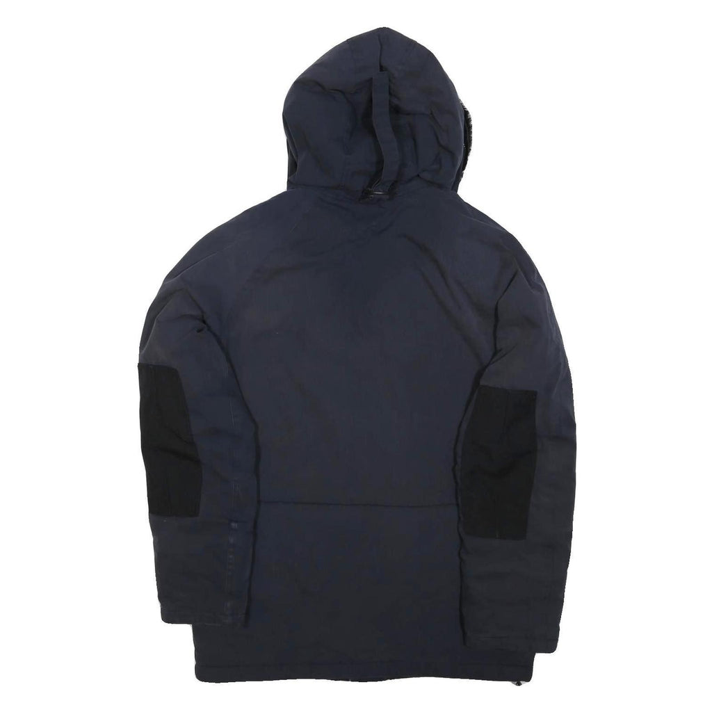 CARHARTT Mens Navy Blue Outdoor Jacket S Polyester Blend Zip Hooded Plain