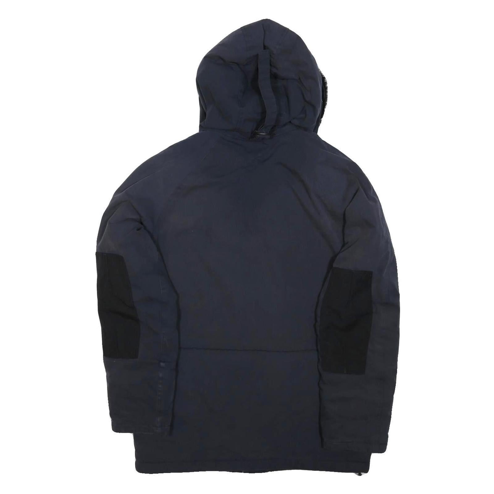 CARHARTT Mens Navy Blue Outdoor Jacket S Polyester Blend Zip Hooded Plain