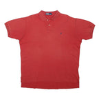 POLO RALPH LAUREN Mens Red Short Sleeve Plain Polo Shirt L Classic Cotton Blend