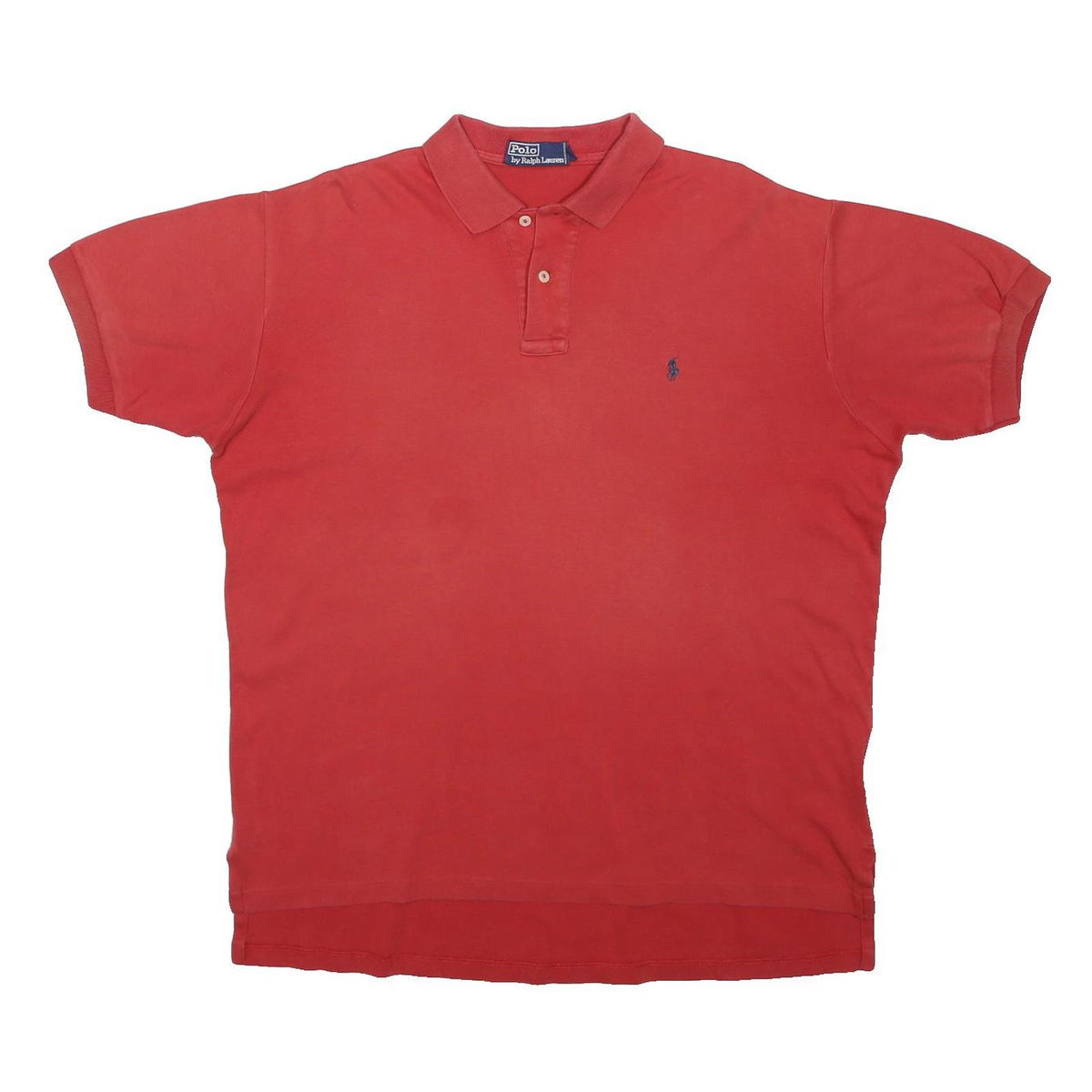 POLO RALPH LAUREN Mens Red Short Sleeve Plain Polo Shirt L Classic Cotton Blend
