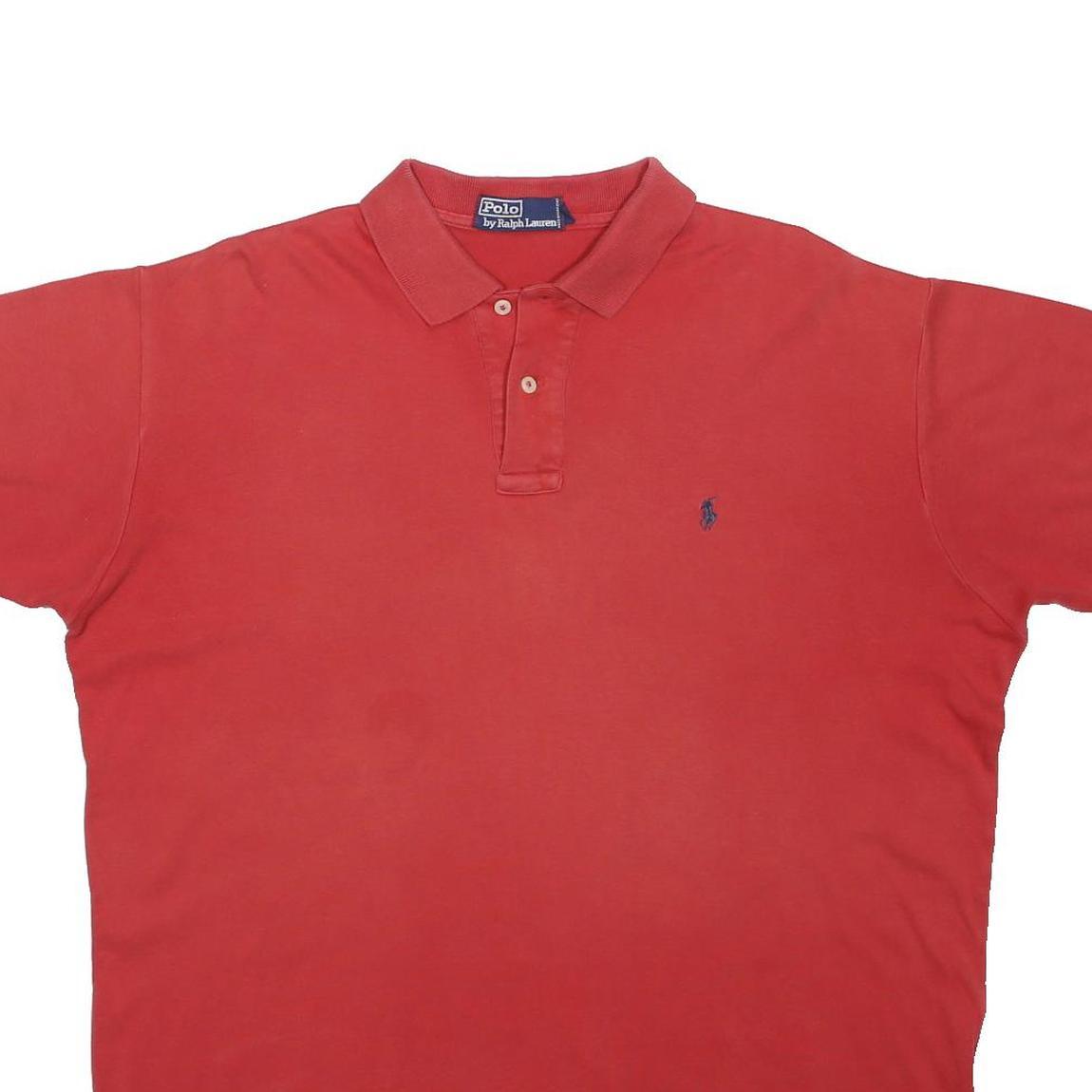 POLO RALPH LAUREN Mens Red Short Sleeve Plain Polo Shirt L Classic Cotton Blend