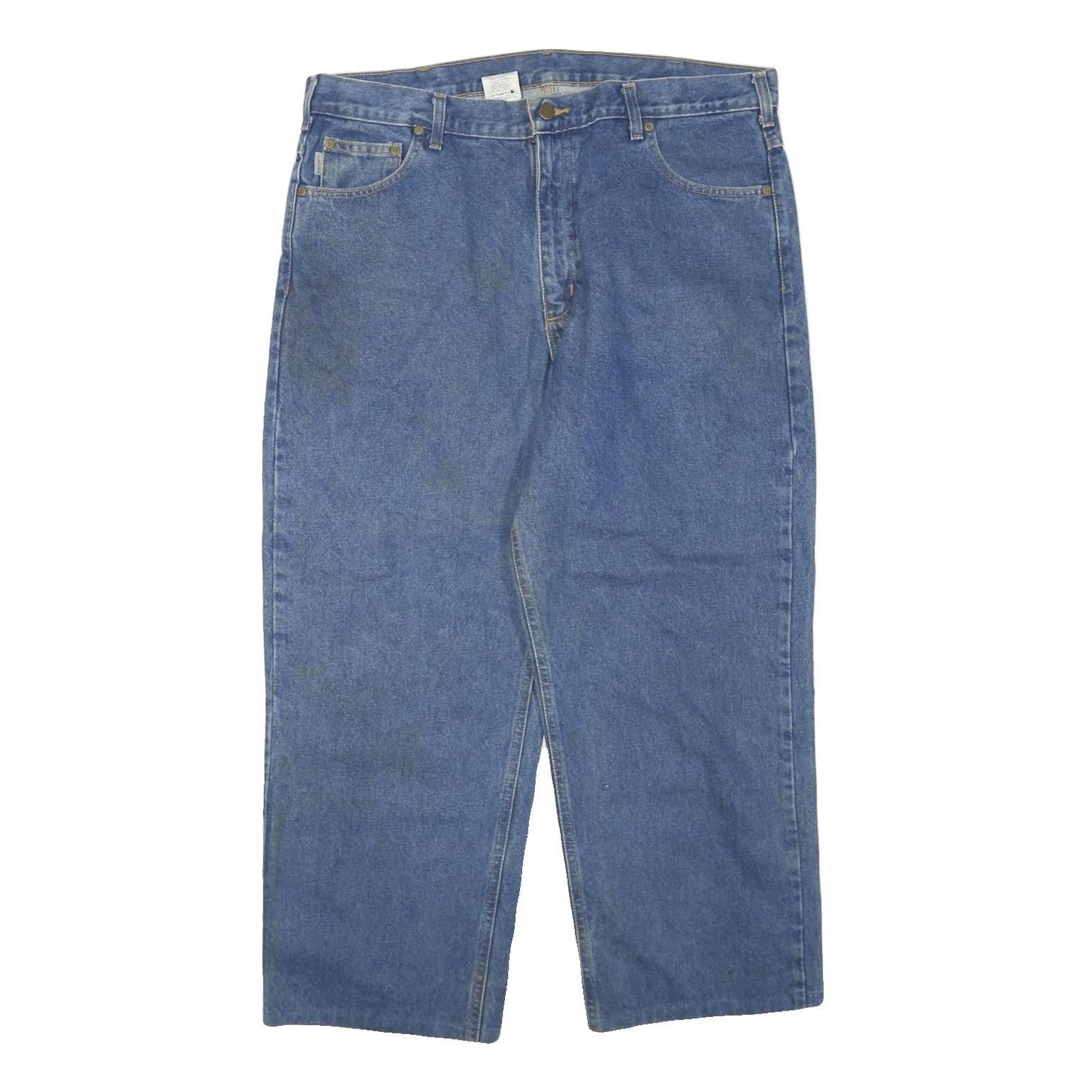 CARHARTT Mens Regular Fit Denim Blue Jeans W40 L26 Cotton Blend Zip Pocket