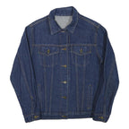 Womens Blue Cotton Blend Denim Jacket M Button Closure Classic Plain