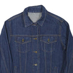 Womens Blue Cotton Blend Denim Jacket M Button Closure Classic Plain