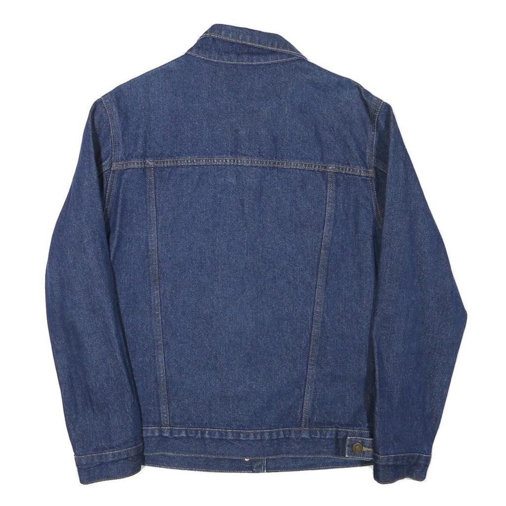 Womens Blue Cotton Blend Denim Jacket M Button Closure Classic Plain