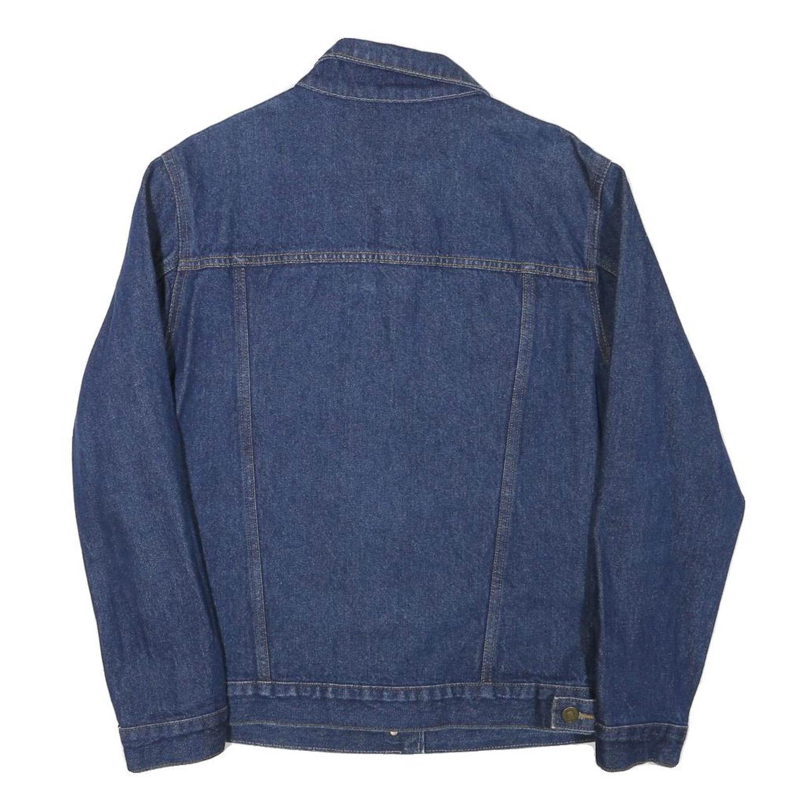 Womens Blue Cotton Blend Denim Jacket M Button Closure Classic Plain