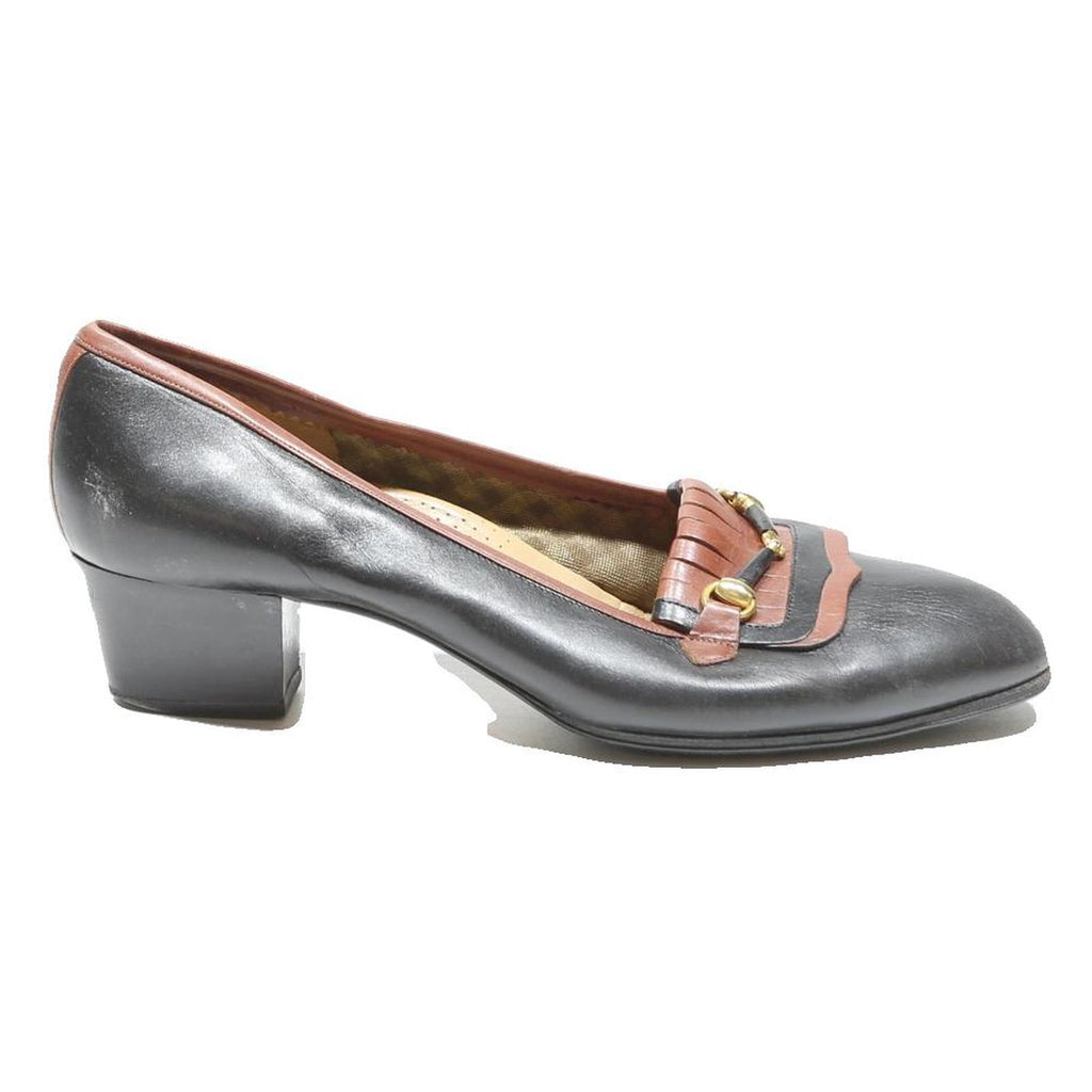 MELLUSO Womens Classic Loafer Shoes Black & Brown Leather UK 5 Comfortable Chic