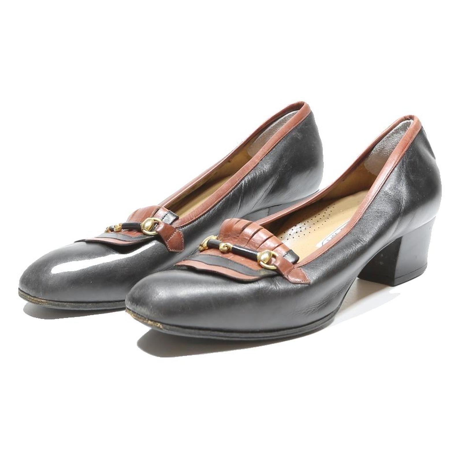 MELLUSO Womens Classic Loafer Shoes Black & Brown Leather UK 5 Comfortable Chic