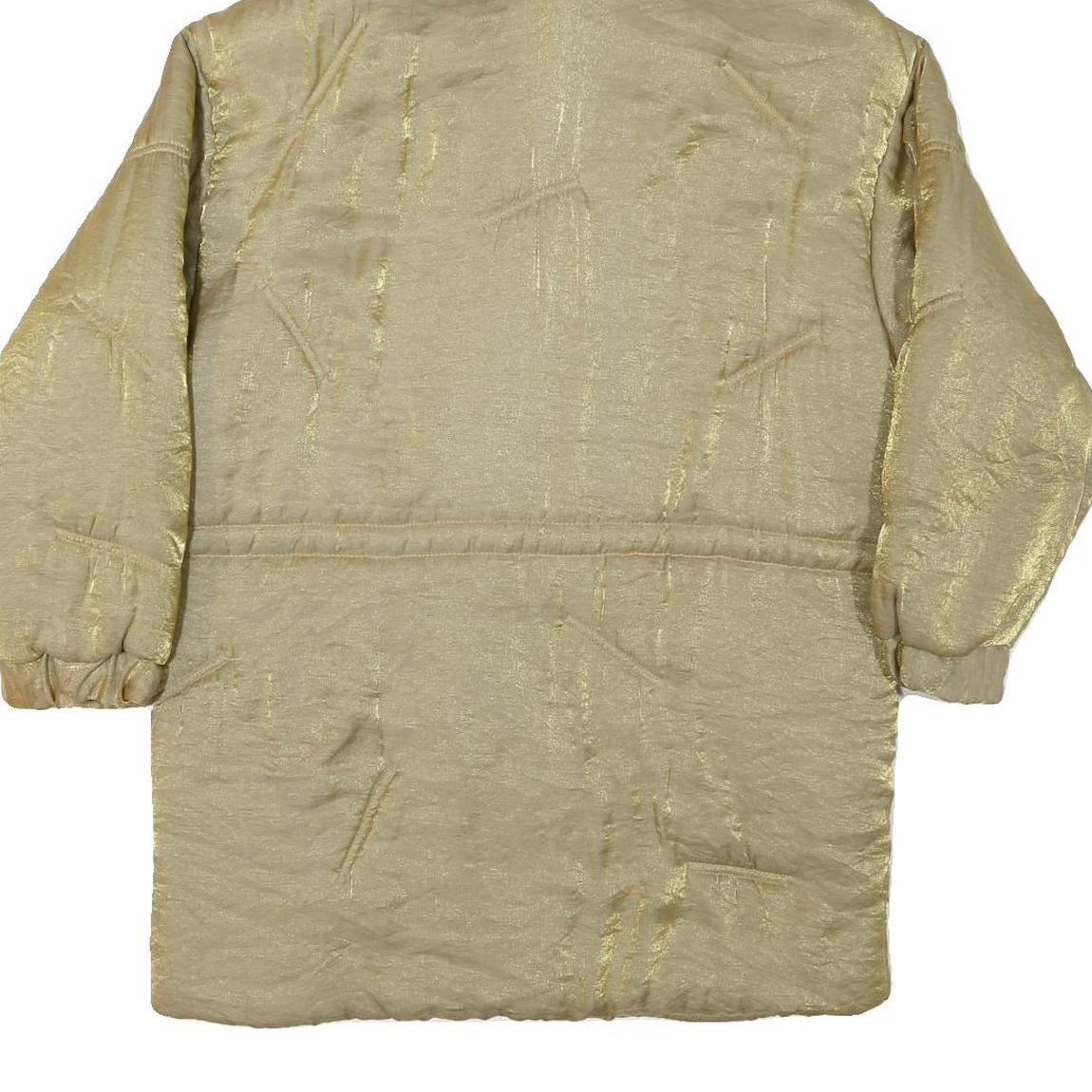 MARIEL Womens Beige & Gold Hooded Zip Jacket M Nylon Shiny Finish Casual