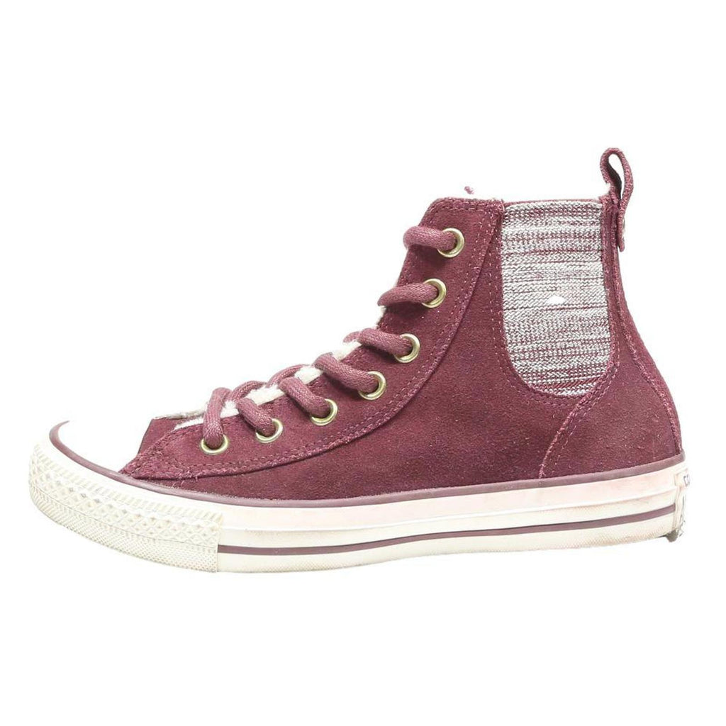 CONVERSE Womens Lace-Up Trainers Boots Burgundy Leather UK 4.5 Casual Fashion