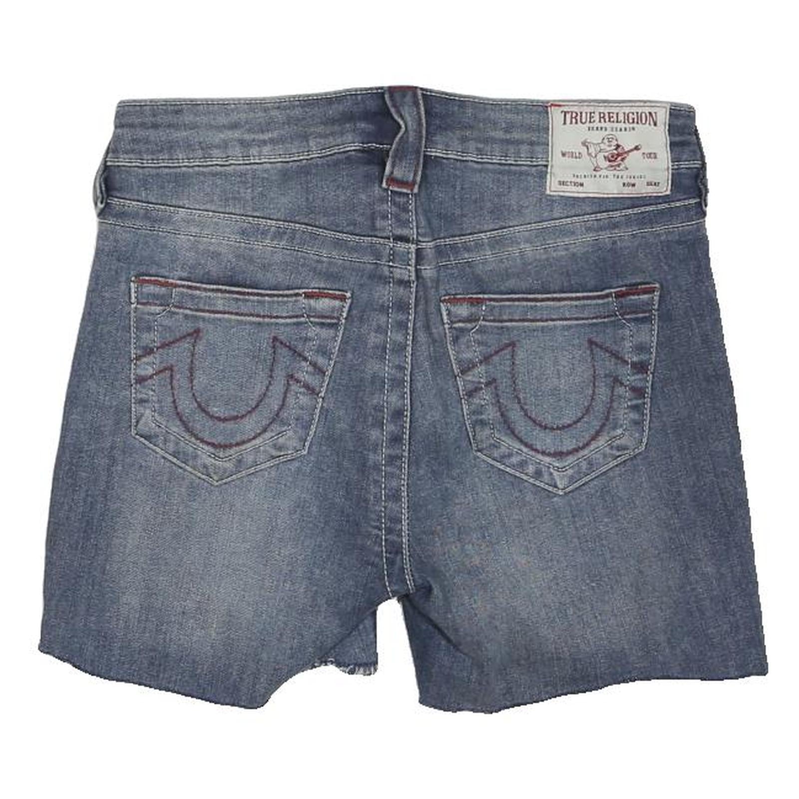 TRUE RELIGION Womens Denim Blue Cut-Off Shorts XS W27 Casual Summer