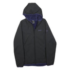 JACK WOLFSKIN Mens Black Navy Hooded Jacket S Polyester Zip Outdoor Lightweight