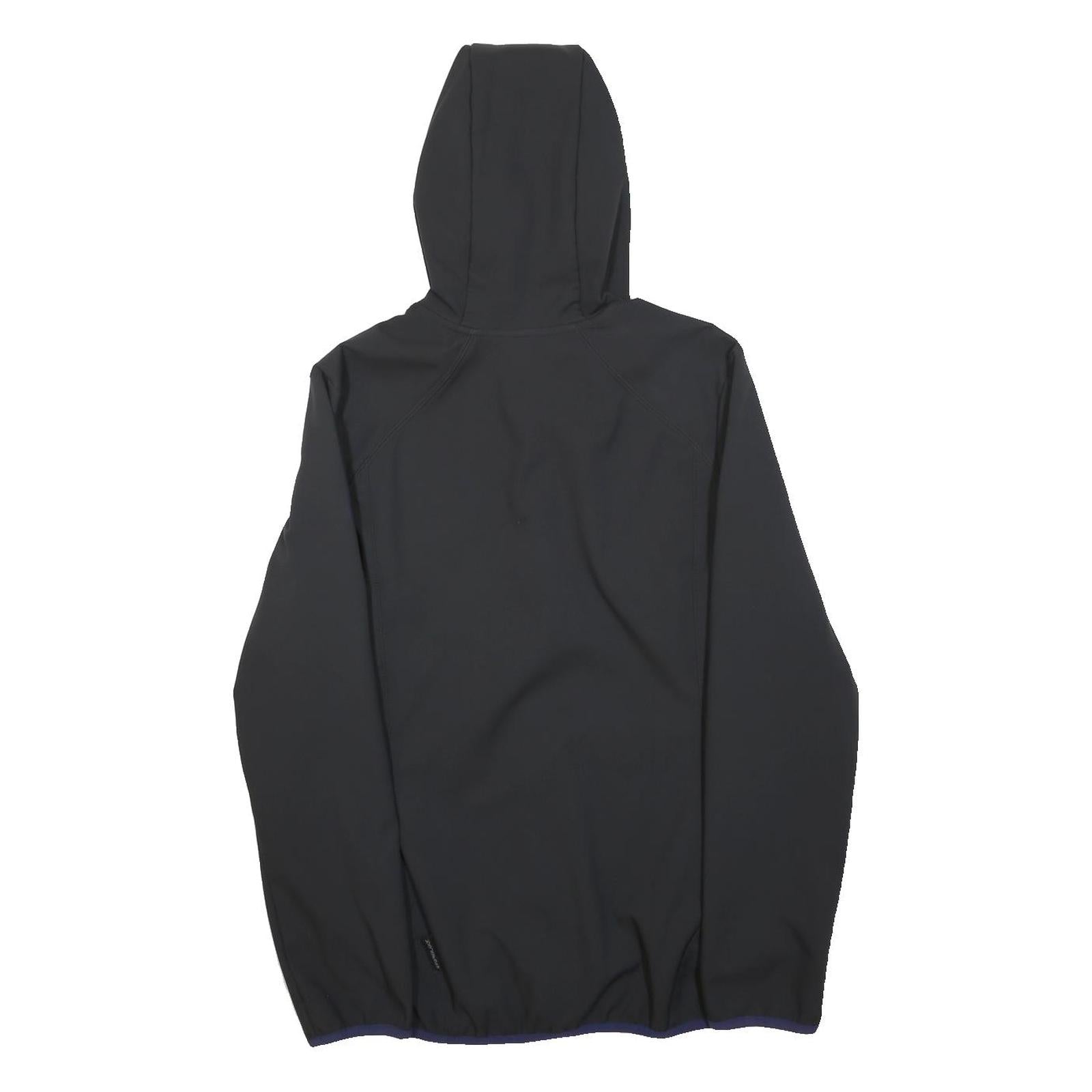 JACK WOLFSKIN Mens Black Navy Hooded Jacket S Polyester Zip Outdoor Lightweight