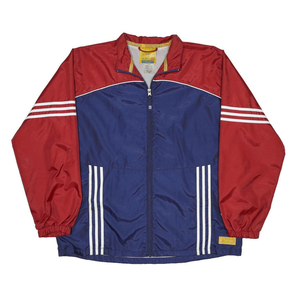 ADIDAS Womens Red & Blue USA 1999 Fifa Nylon Zip Jacket L Sports Team Trackwear