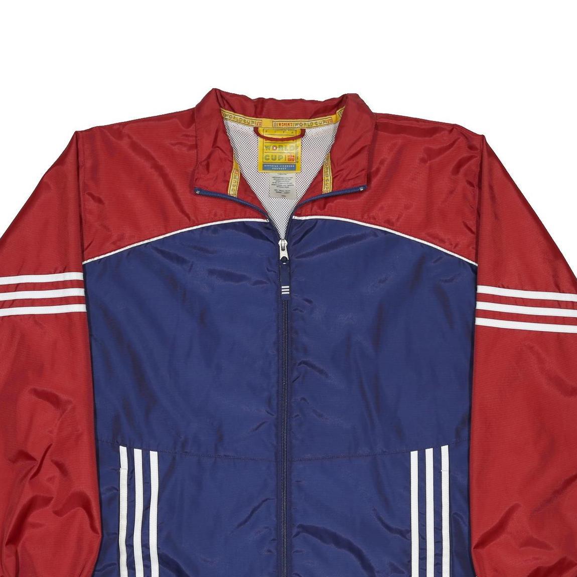 ADIDAS Womens Red & Blue USA 1999 Fifa Nylon Zip Jacket L Sports Team Trackwear