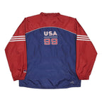 ADIDAS Womens Red & Blue USA 1999 Fifa Nylon Zip Jacket L Sports Team Trackwear