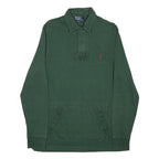 POLO RALPH LAUREN Mens Green Long Sleeve Plain M Cotton Polo Shirt