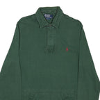 POLO RALPH LAUREN Mens Green Long Sleeve Plain M Cotton Polo Shirt