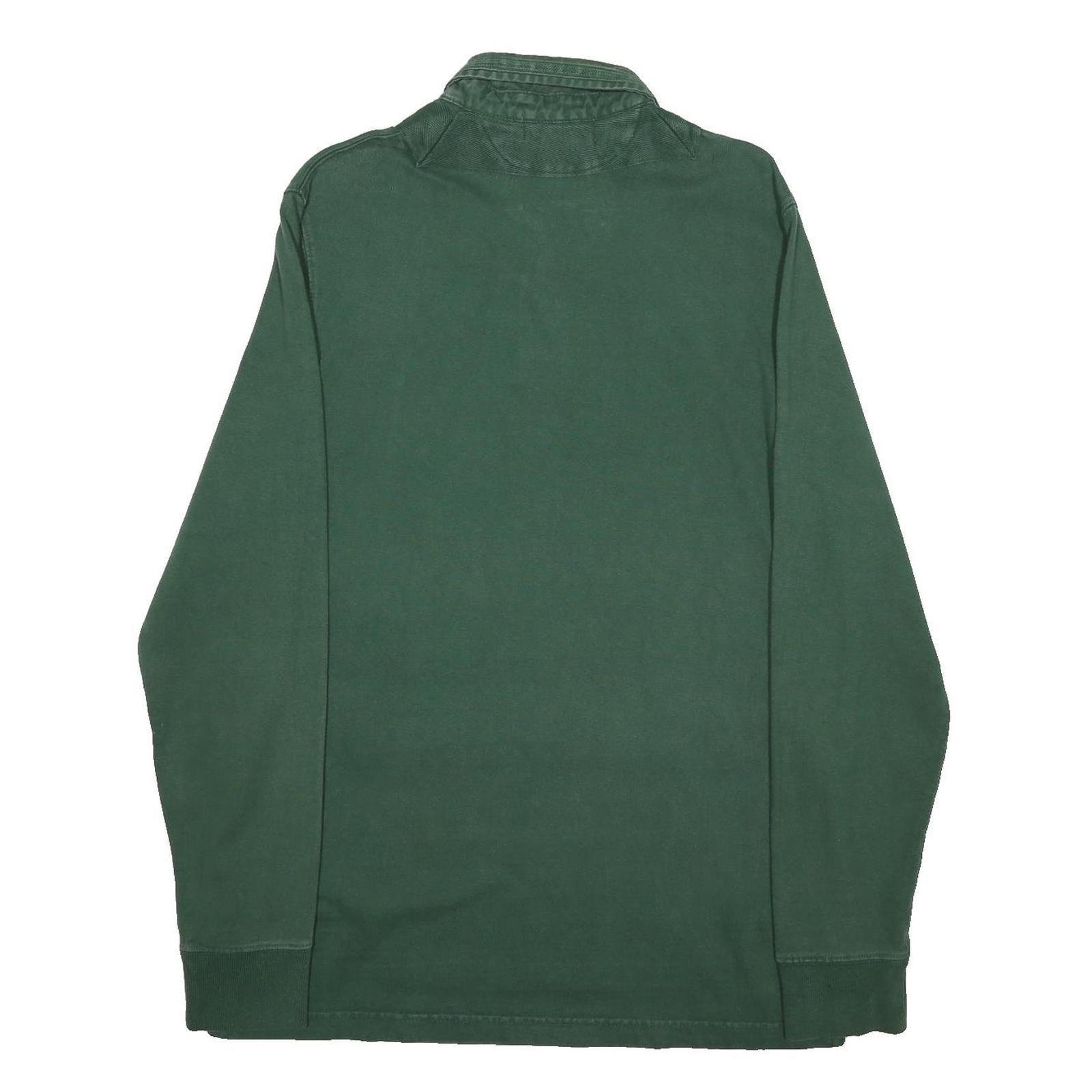 POLO RALPH LAUREN Mens Green Long Sleeve Plain M Cotton Polo Shirt