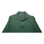POLO RALPH LAUREN Mens Green Long Sleeve Plain M Cotton Polo Shirt