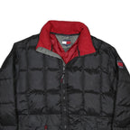 TOMMY HILFIGER Mens Black Nylon Puffer Jacket L Quilted Zip Closure Casual
