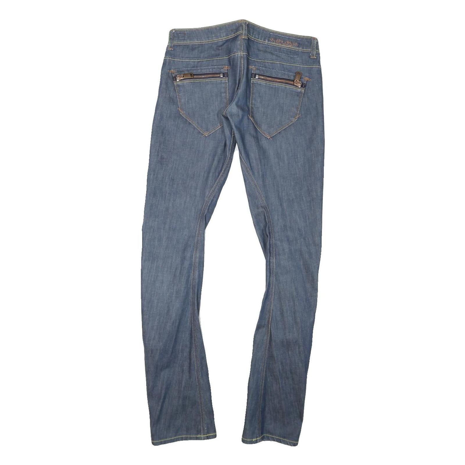 GUESS Womens Slim Blue Denim Slim Fit Jeans W29 L32 Zip Closure Stylish