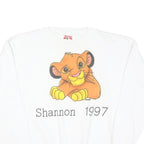 Womens White Cotton Sweatshirt Crew Neck M Lion Cub Graphic 1997 Vintage