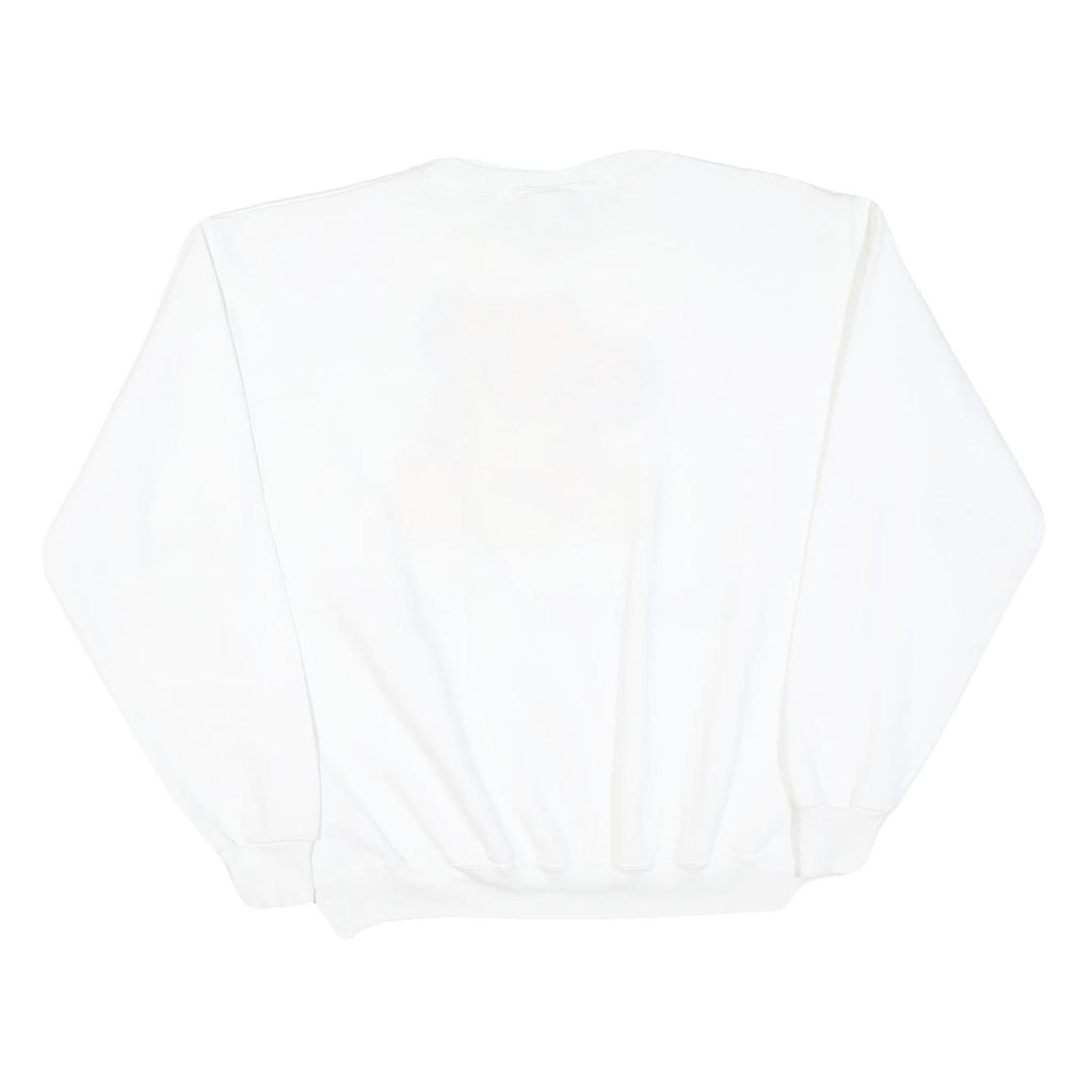 Womens White Cotton Sweatshirt Crew Neck M Lion Cub Graphic 1997 Vintage