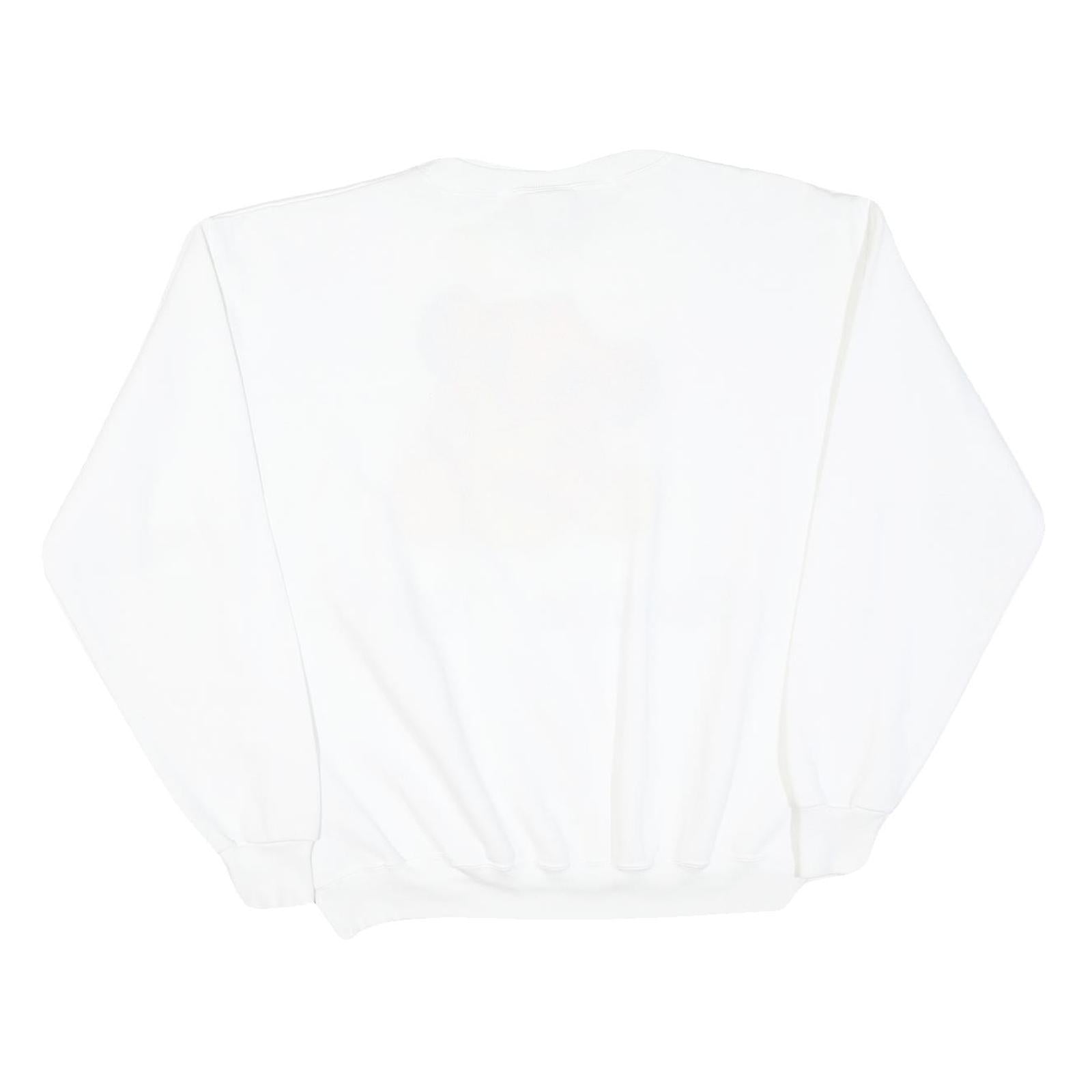 Womens White Cotton Sweatshirt Crew Neck M Lion Cub Graphic 1997 Vintage