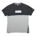 CHAMPION Mens Black & Grey Cotton Blend Logo Graphic T-Shirt M Short Sleeve Crew
