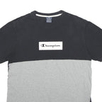 CHAMPION Mens Black & Grey Cotton Blend Logo Graphic T-Shirt M Short Sleeve Crew