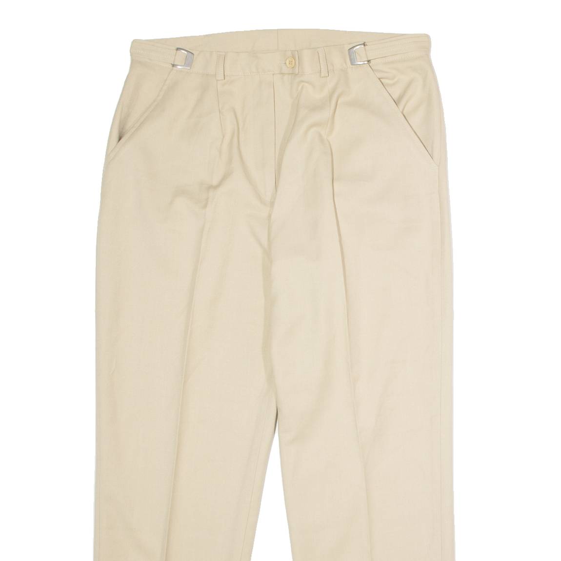 DANMART Pleated Womens Trousers Beige Regular Straight W32 L26