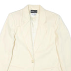 SAG HARBOR Womens White Wool Blazer Jacket UK 14 Single Button Plain Classic