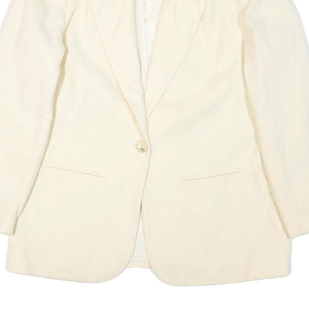 SAG HARBOR Womens White Wool Blazer Jacket UK 14 Single Button Plain Classic