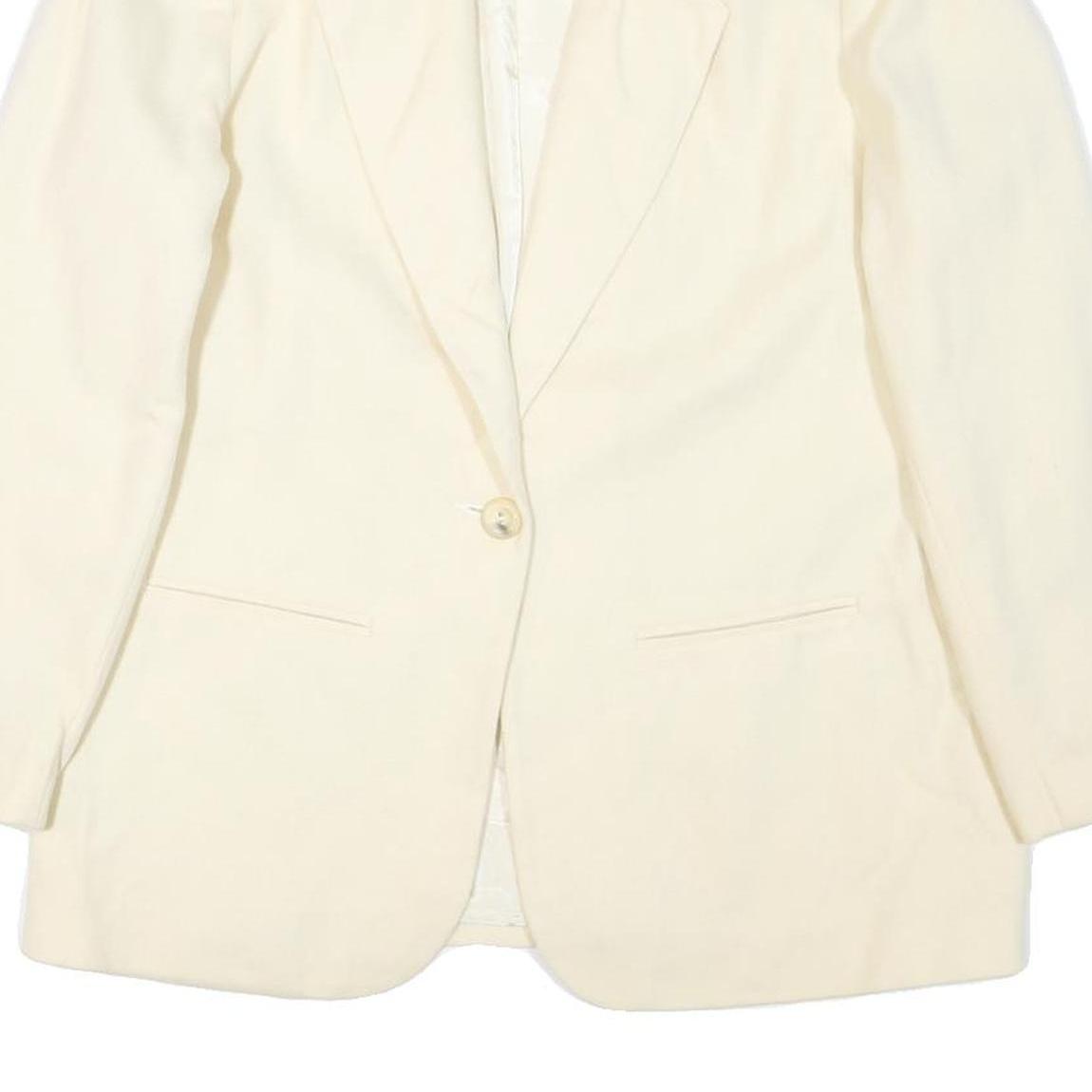 SAG HARBOR Womens White Wool Blazer Jacket UK 14 Single Button Plain Classic