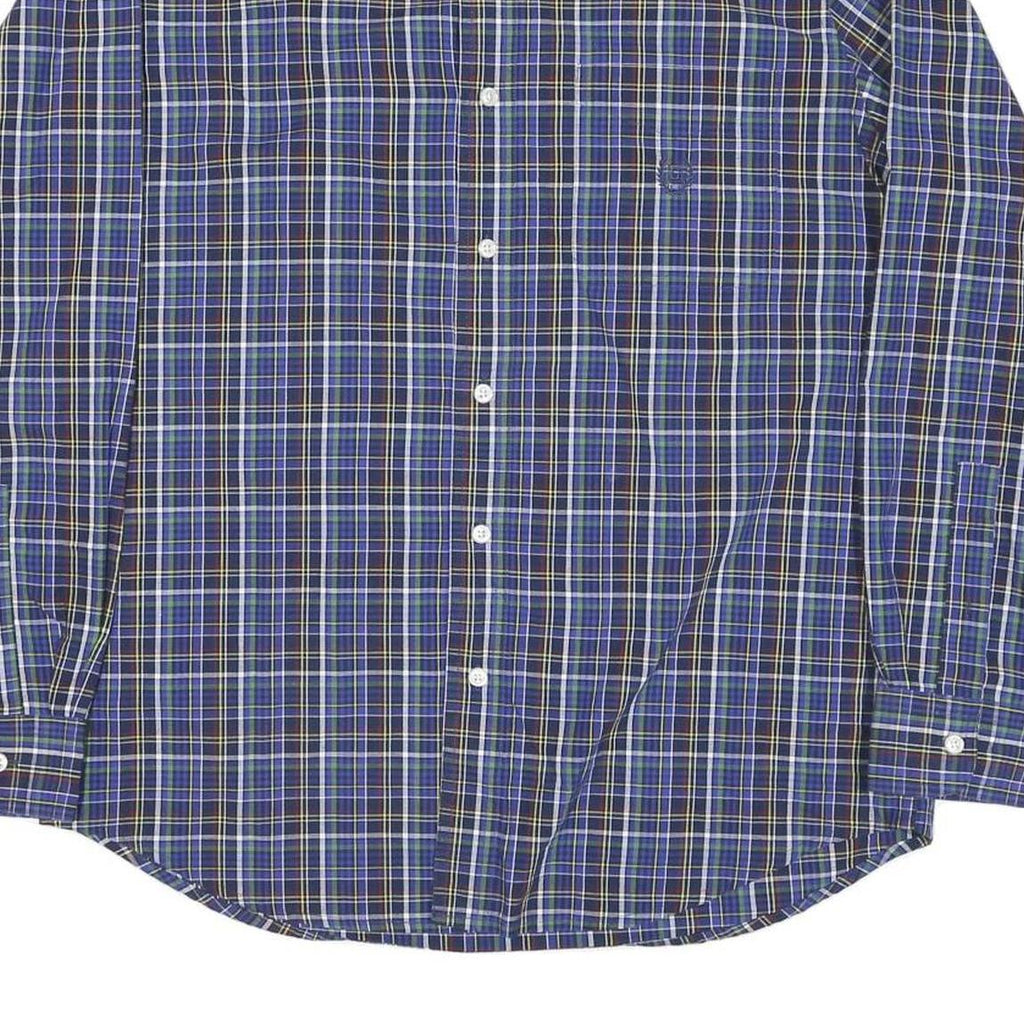 CHAPS Mens Blue Check Shirt M Button-Down Collar Long Sleeve Casual Cotton Blend