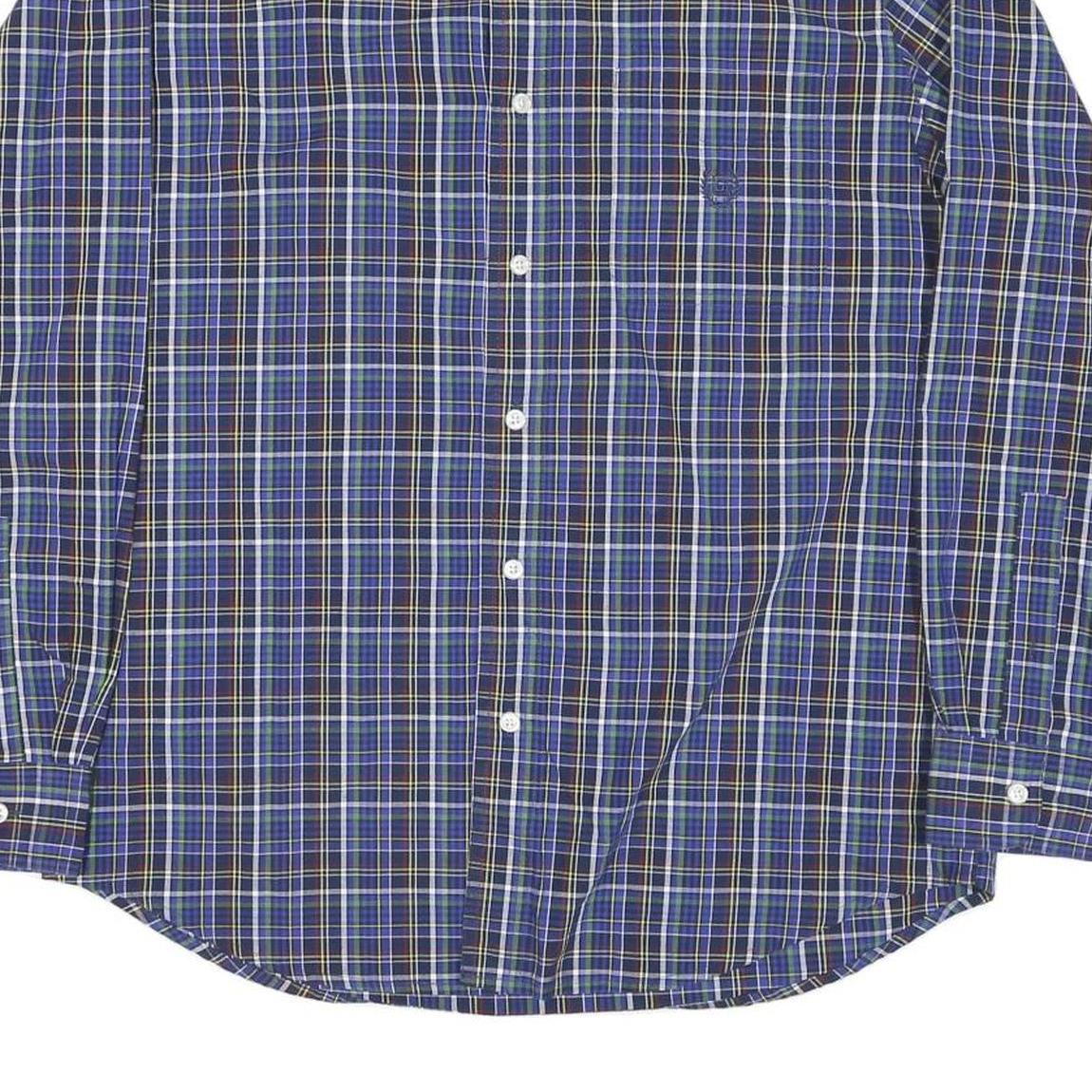 CHAPS Mens Blue Check Shirt M Button-Down Collar Long Sleeve Casual Cotton Blend