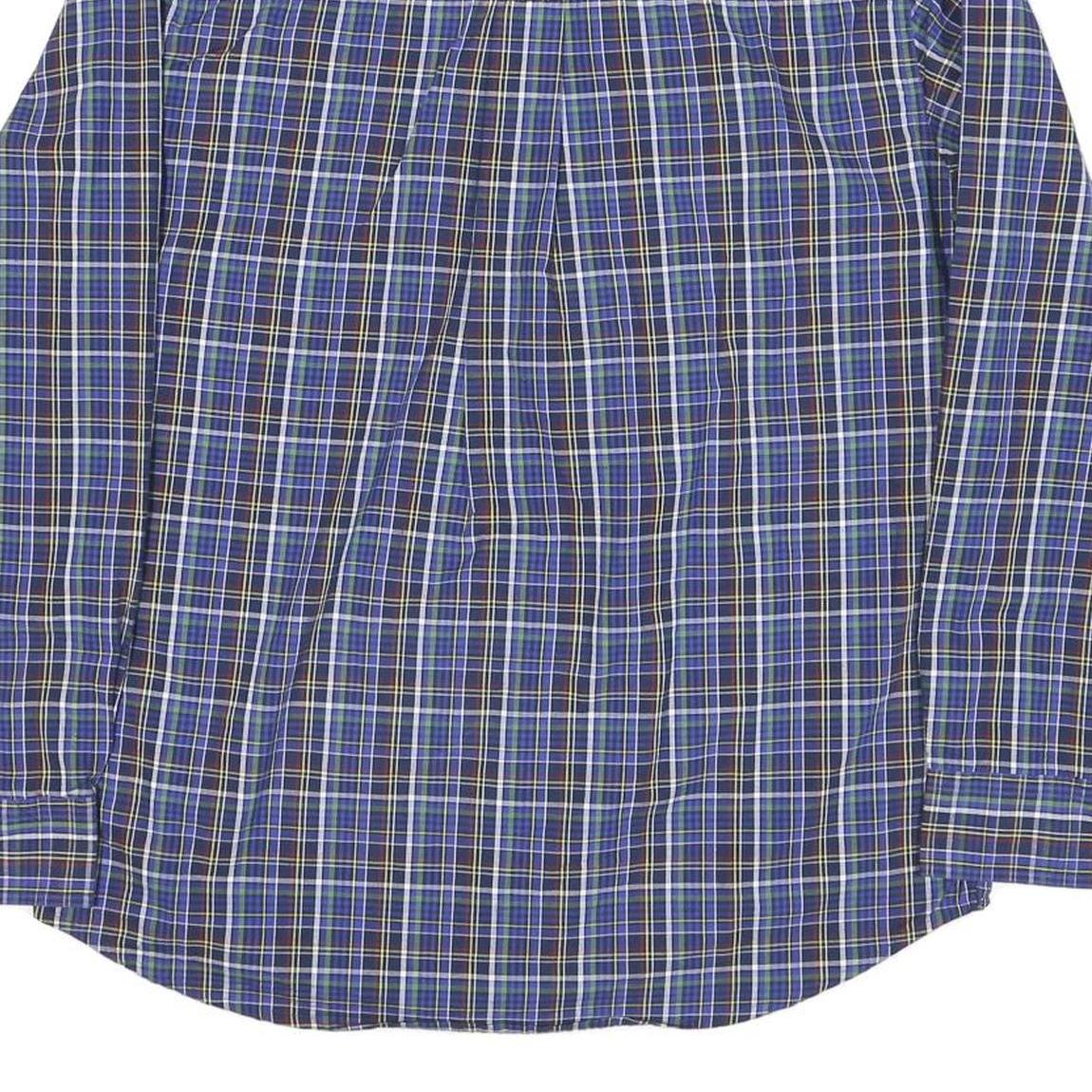 CHAPS Mens Blue Check Shirt M Button-Down Collar Long Sleeve Casual Cotton Blend