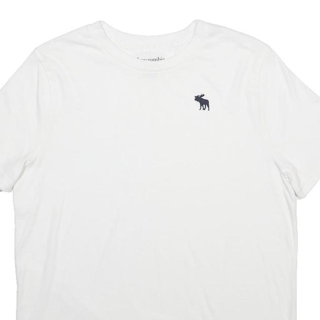 ABERCROMBIE & FITCH Boys White Graphic T-Shirt 15-16Y Short Sleeve Crew Neck