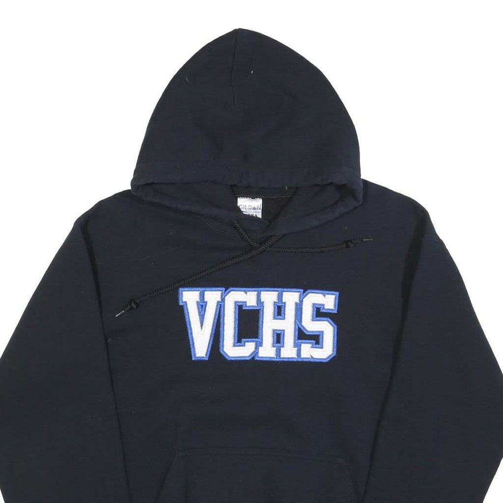 GILDAN Mens Black Hoodie S VCHS Cotton Blend Pullover Casual Hooded Sweatshirt