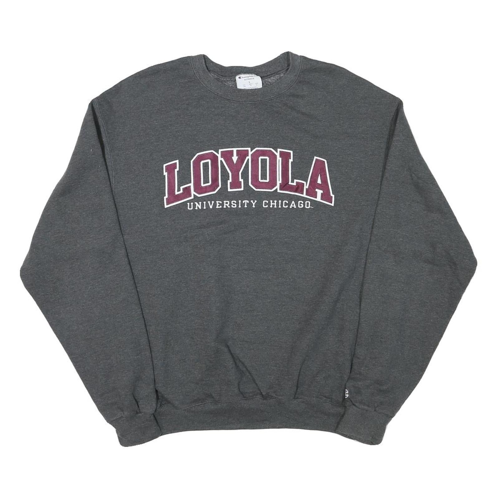 CHAMPION Mens Grey Loyola University Chicago Crew Neck L Cotton Blend Sweatshirt