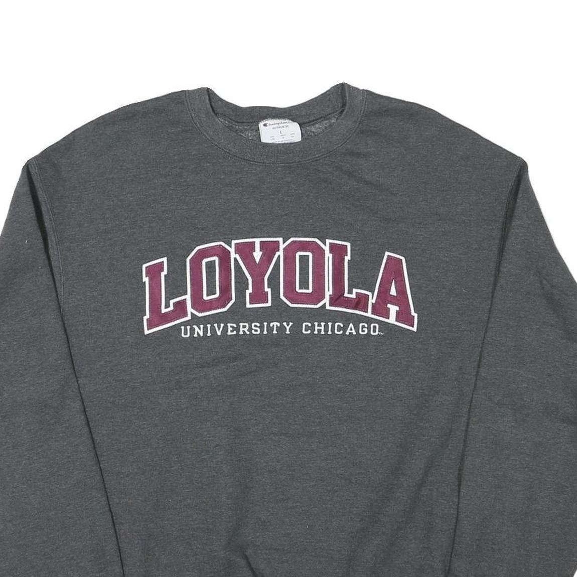 CHAMPION Mens Grey Loyola University Chicago Crew Neck L Cotton Blend Sweatshirt