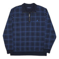 NAUTICA Mens Blue Checked 1/4 Zip Collar 2XL Cotton Blend Sweatshirt Relaxed Fit