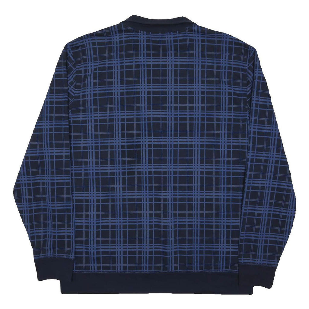 NAUTICA Mens Blue Checked 1/4 Zip Collar 2XL Cotton Blend Sweatshirt Relaxed Fit