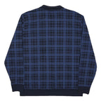 NAUTICA Mens Blue Checked 1/4 Zip Collar 2XL Cotton Blend Sweatshirt Relaxed Fit