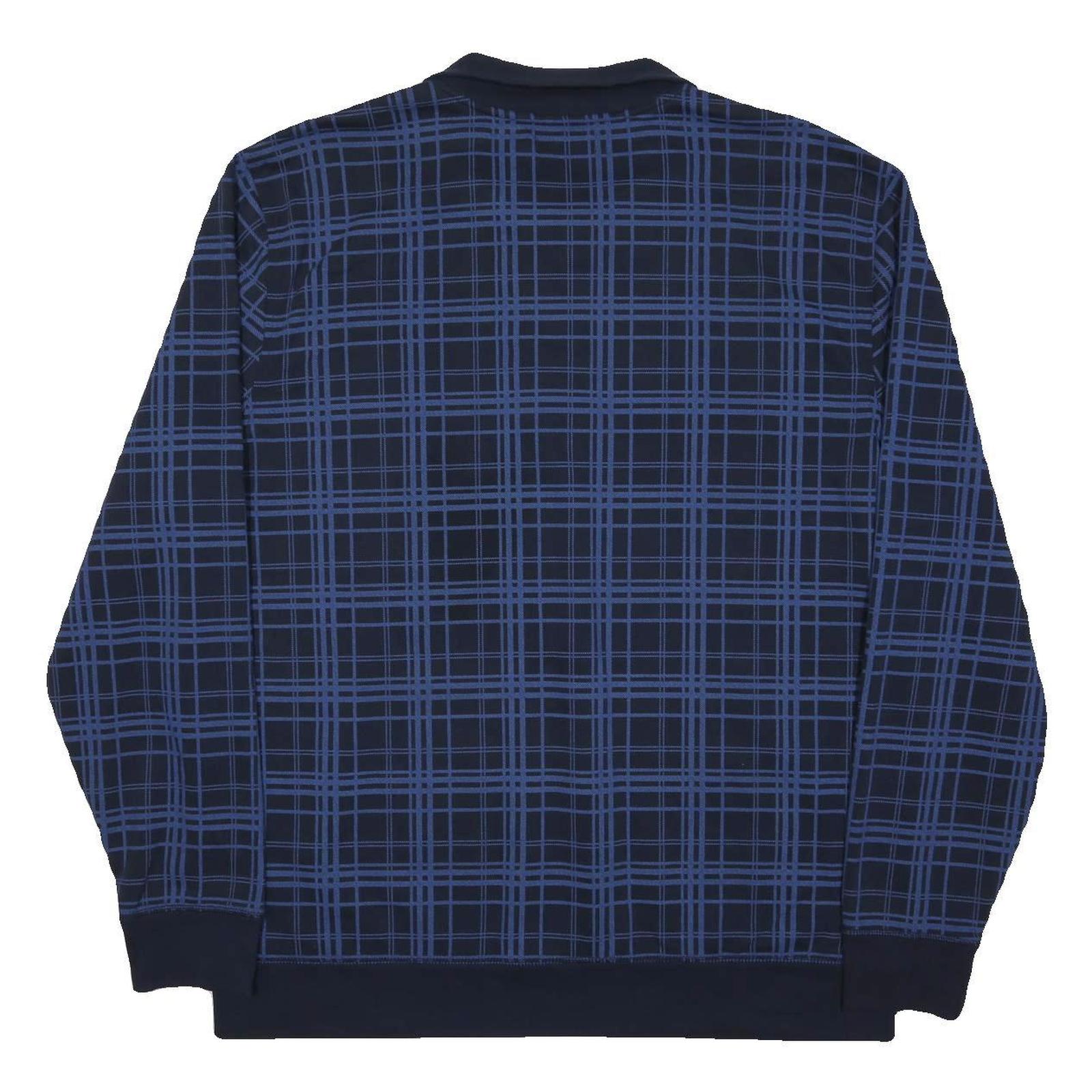 NAUTICA Mens Blue Checked 1/4 Zip Collar 2XL Cotton Blend Sweatshirt Relaxed Fit