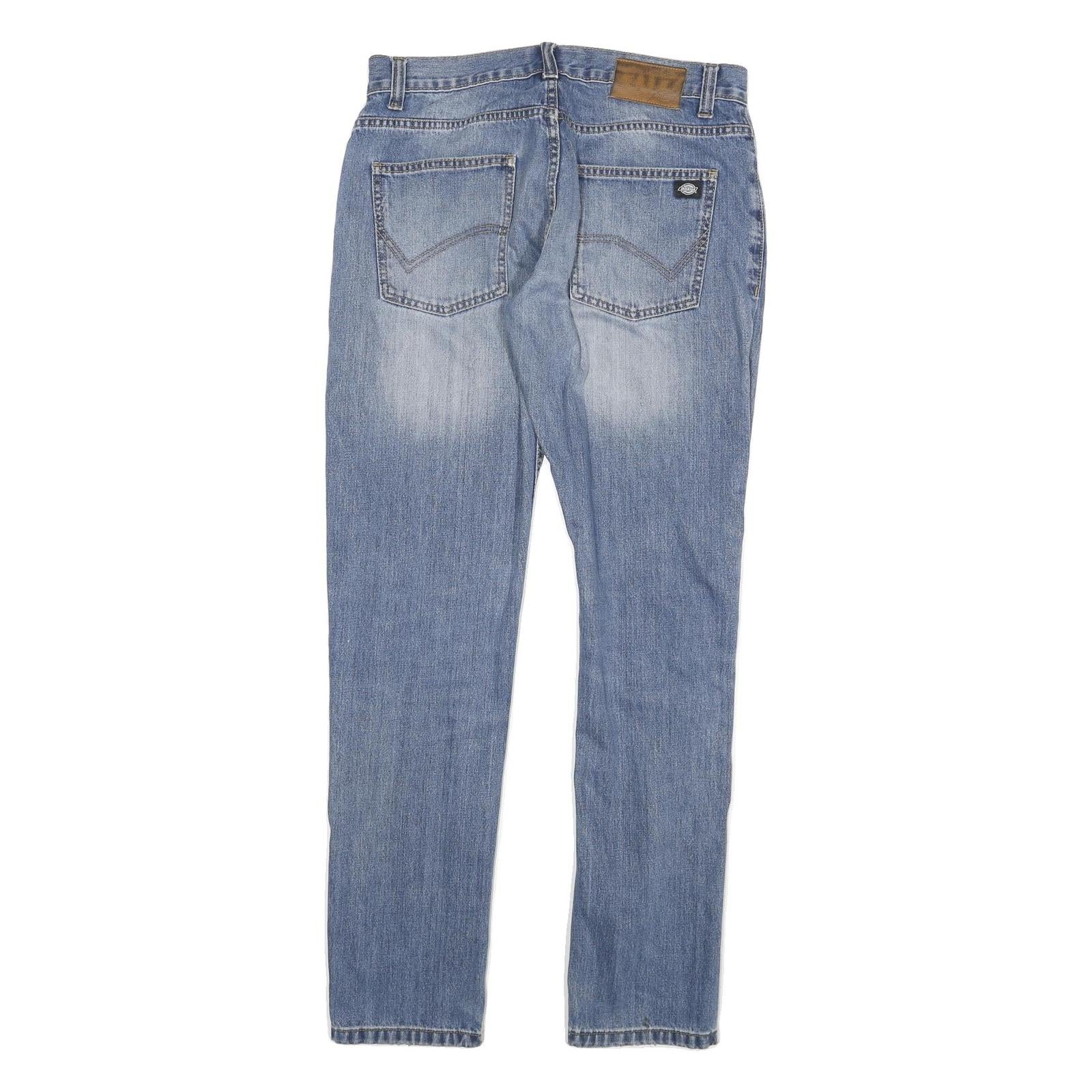 DICKIES Mens Slim Blue Denim Jeans Zip W33 L34 Classic Casual Wear