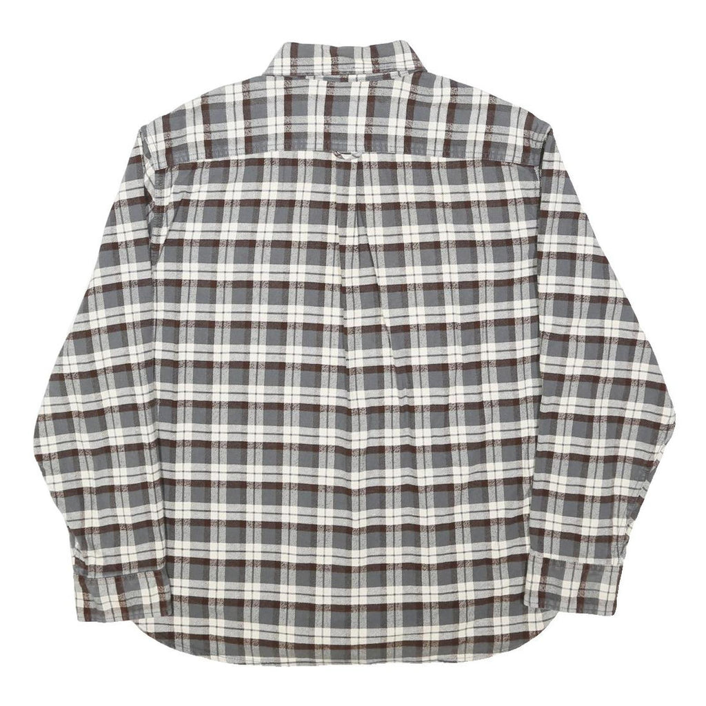 JACHS Mens Grey & Brown Check Shirt 2XL Long Sleeve Cotton Casual