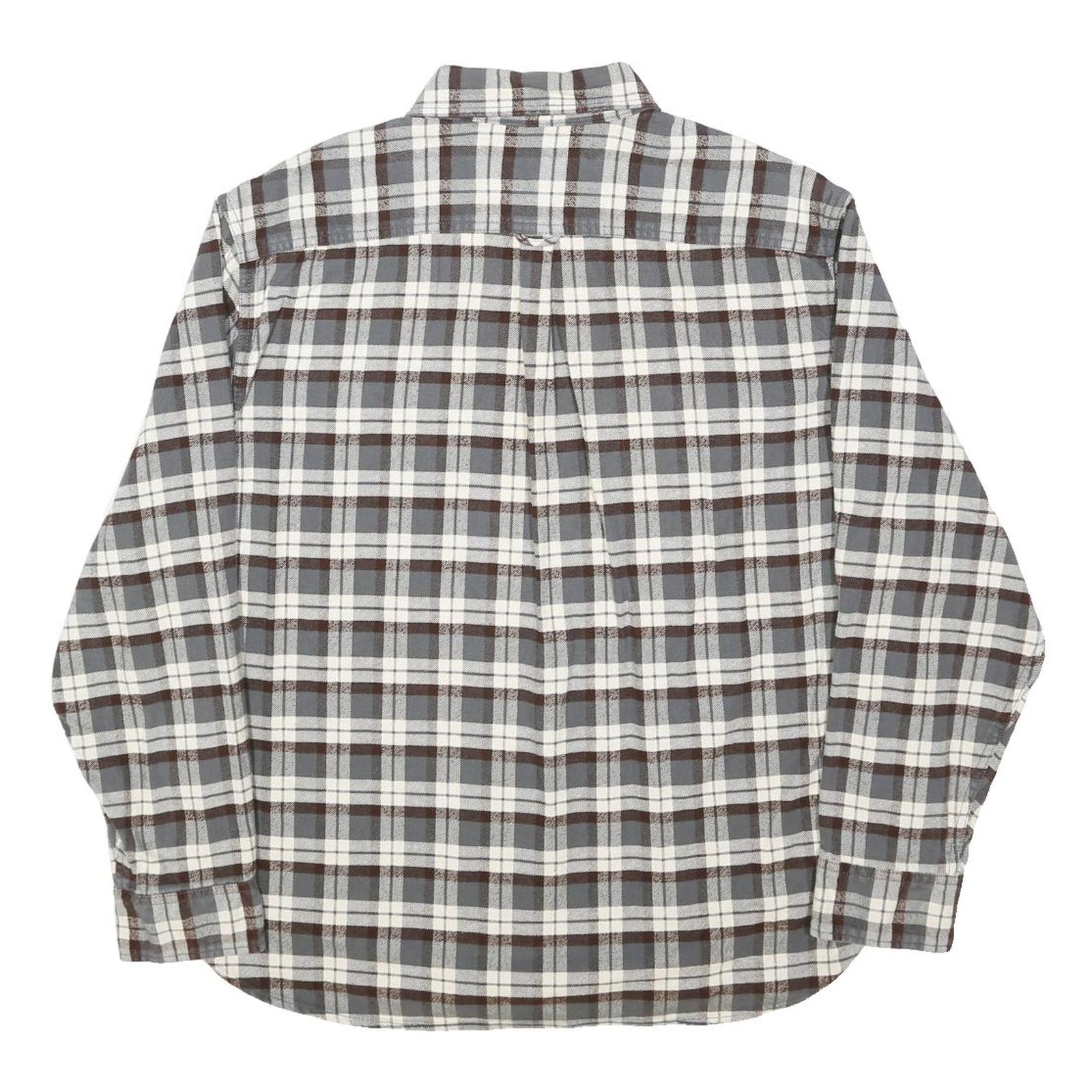 JACHS Mens Grey & Brown Check Shirt 2XL Long Sleeve Cotton Casual